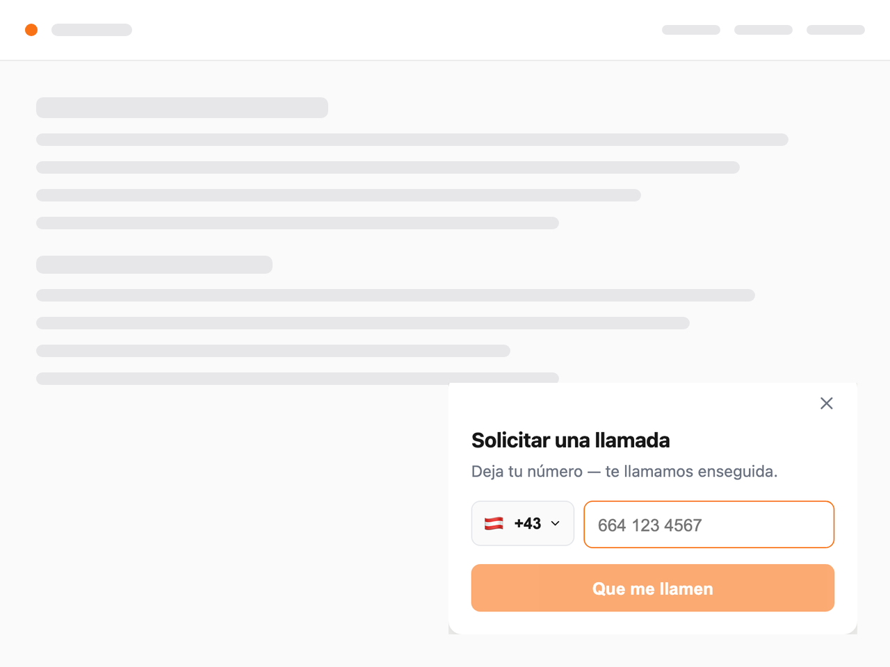 Formulario de rellamada