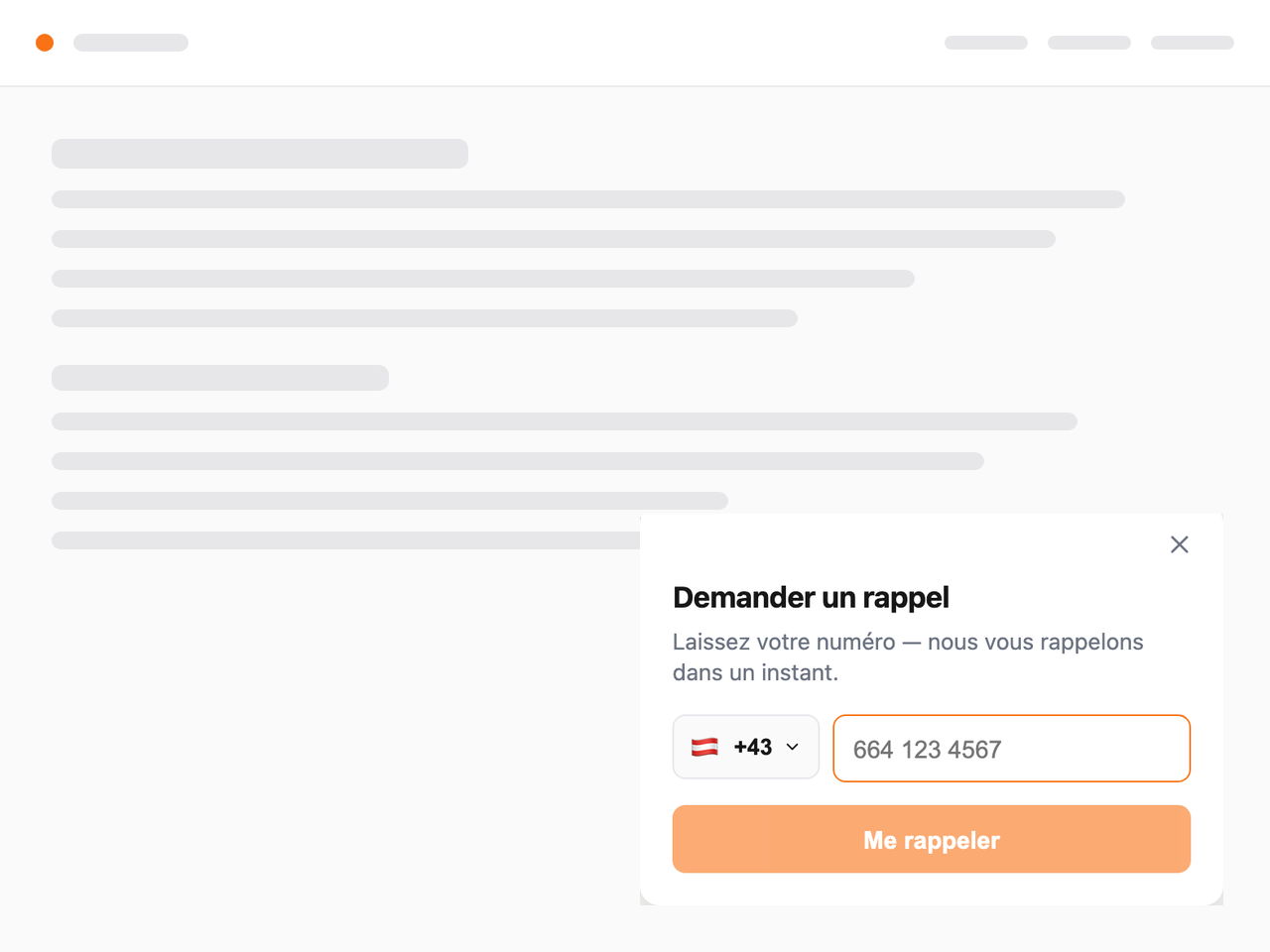 Formulaire de rappel