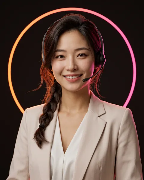 Hana, AI recruiter, smiling woman with a side braid and a headset