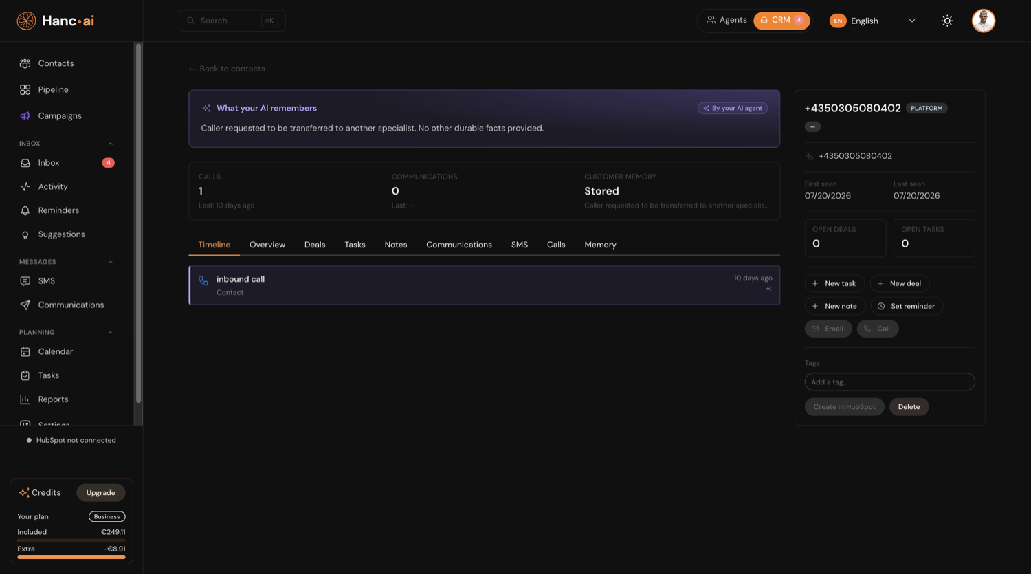 CRM — Contact Timeline