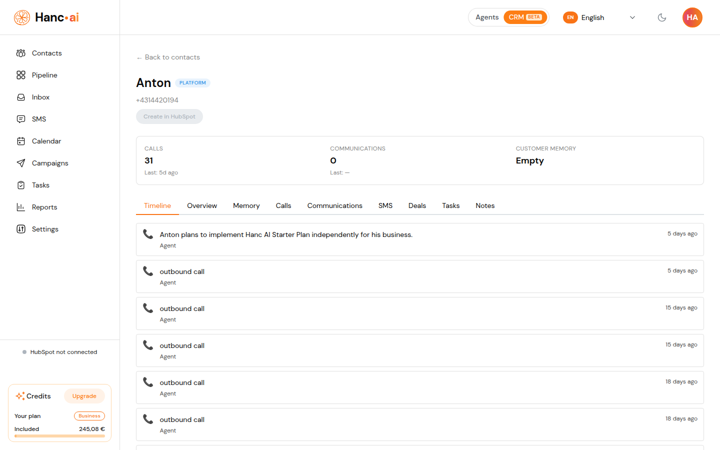 CRM — Contact Timeline